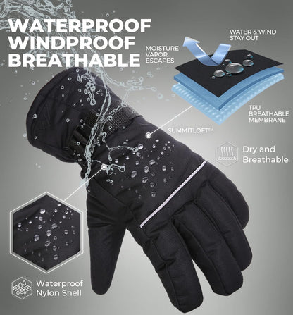 Premium Thermal Waterproof Ski Gloves for Men and Women - Insulated for Ultimate Winter Performance